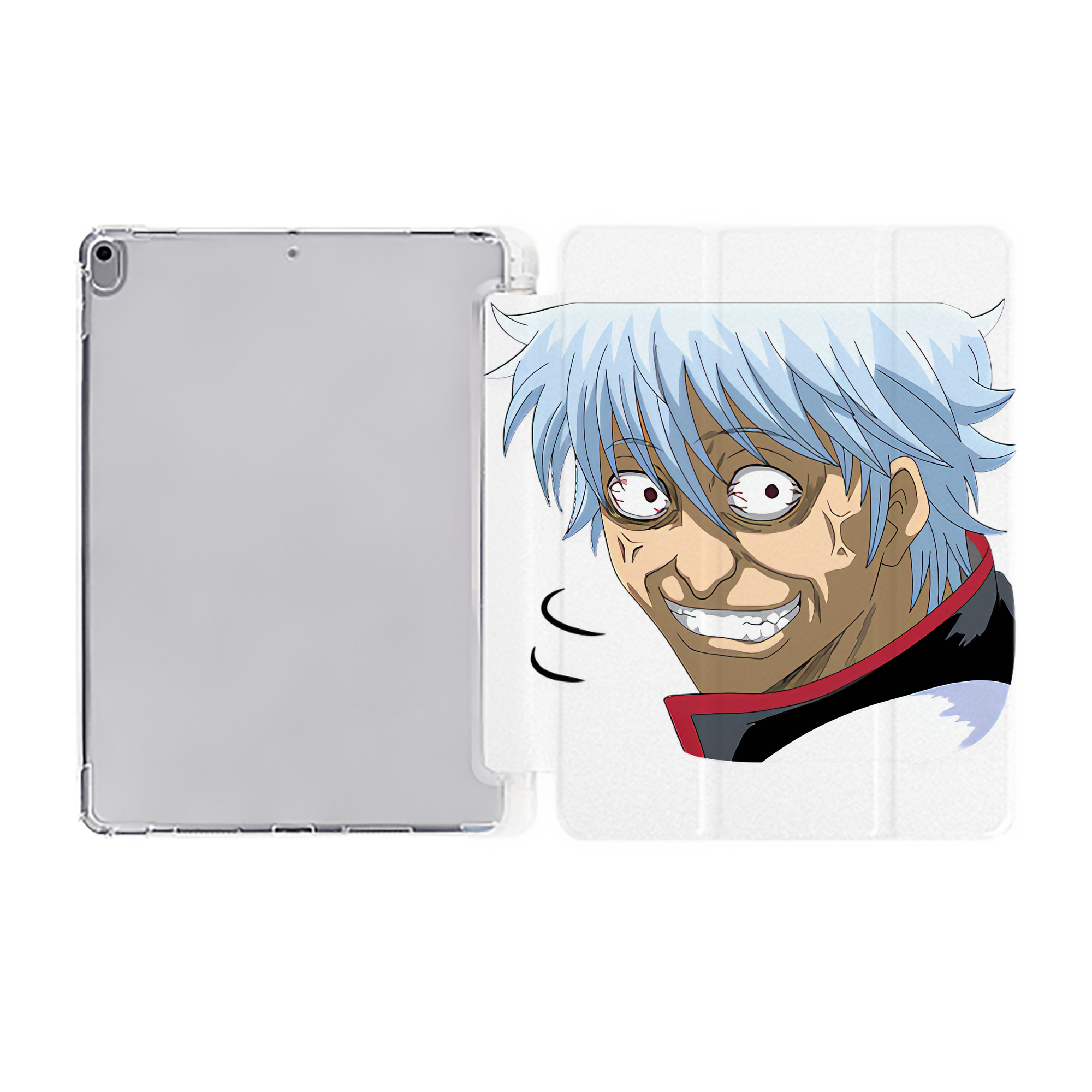 ぎんたま 坂田銀時（さかたぎんとき） 神楽 志村新八（しむら しんぱち） GINTAMA Sakata Gintoki Kagura Shimura Shinpachi IPad ケース ペン収納付き 三つ折りスタンド PUレザー×シリコン 対応機種9.5/10.5/10.9インチ